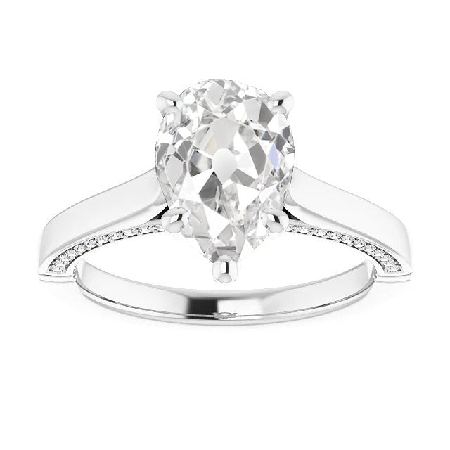Ladies Wedding Ring Real Round & Pear Old Miner Diamonds 5.75 Carats