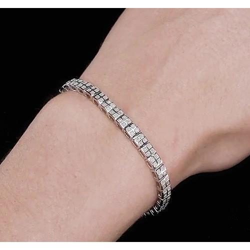 Ladies Lab Grown Diamond Tennis Bracelet 8 Carats White Gold 14K