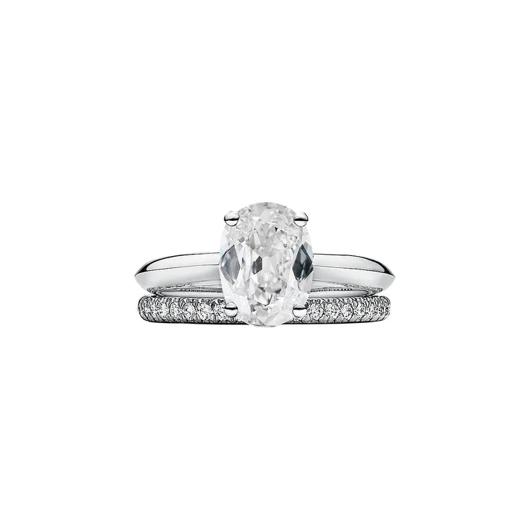 Ladies Oval Genuine Diamond Old Mine Cut Wedding Ring Set 3.50 Carats
