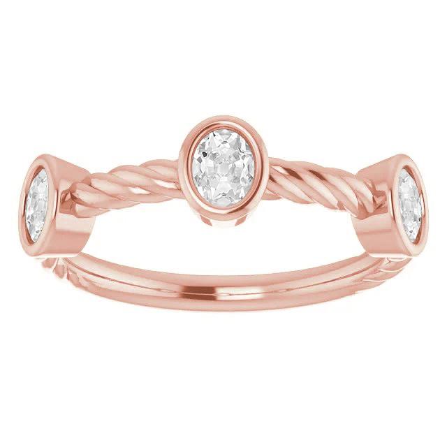 Ladies Oval Old European Lab Grown Diamond Band Bezel Rope Style 3 Carats