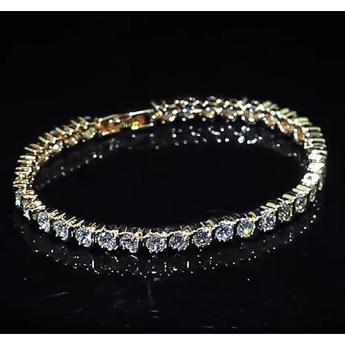 Ladies Real Lab Grown Diamond Tennis Bracelet 8 Carats Yellow Gold 14K Jewelry