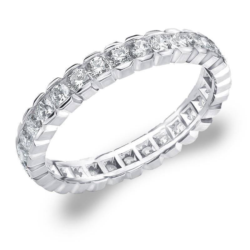 Ladies Round Lab Grown Diamond Wedding Band 1.40 Carats 14K White Gold