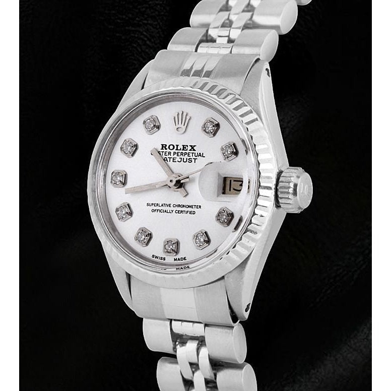 Ladies Ss Jubilee Bracelet White Diamond Dial Rolex Datejust Watch