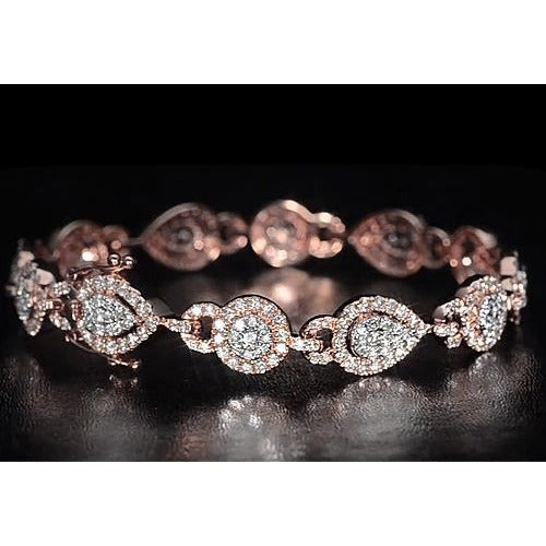 Ladies Tennis Bracelet 10 Carats Real Lab Grown Diamond Rose Gold Jewelry