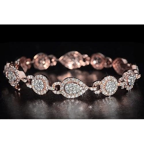 Ladies Tennis Bracelet 10 Carats Real Lab Grown Diamond Rose Gold Jewelry