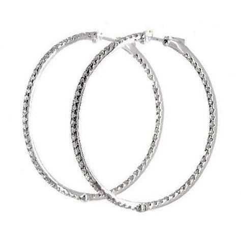 Lady Hoop Earrings 3 Ct F Vs Round Cut Real Diamonds White Gold 14K