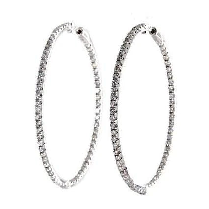 Lady Hoop Earrings 3 Ct F Vs Round Cut Real Diamonds White Gold 14K
