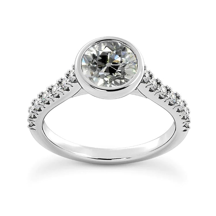 Lady’s Ring With Accents Old Miner Natural Diamond Bezel Set 4 Carats
