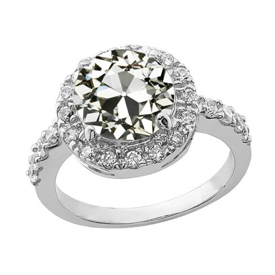 Lady’s Round Old Miner Genuine Diamond Halo Ring With Accents 4 Carats Gold