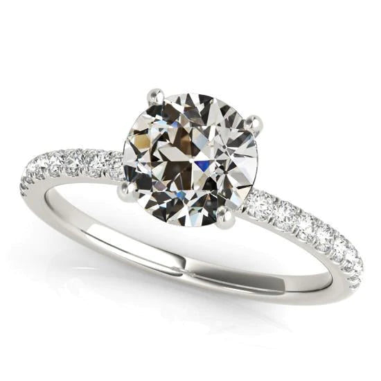 Lady’s Solitaire Wedding Ring With Accents Old Miner Real Diamond 4 Carats