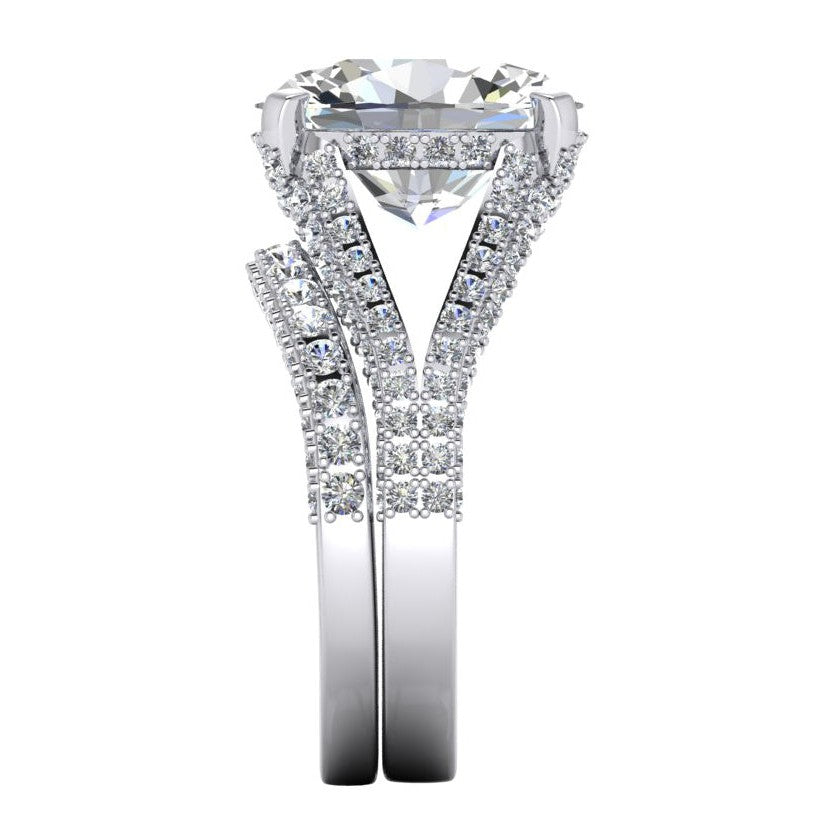 Large Oval Diamond Wedding Ring And Band Set