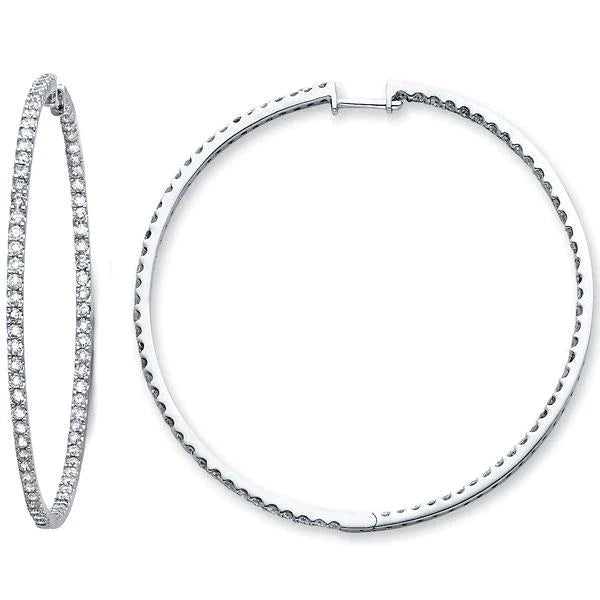 Large Women's Genuine Diamond Hoop Earrings