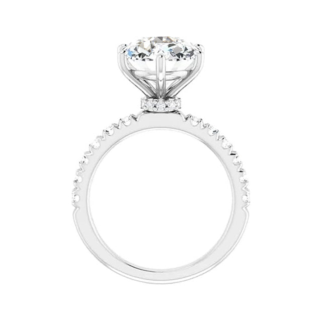 Diamond Solitaire Ring with Accents 3-ct 14K White Gold – side view