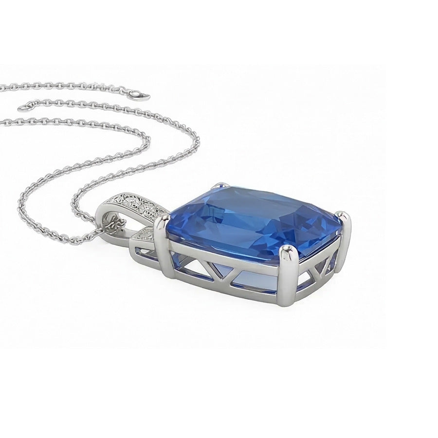 natural round sapphire 4.25ct pendant profile view