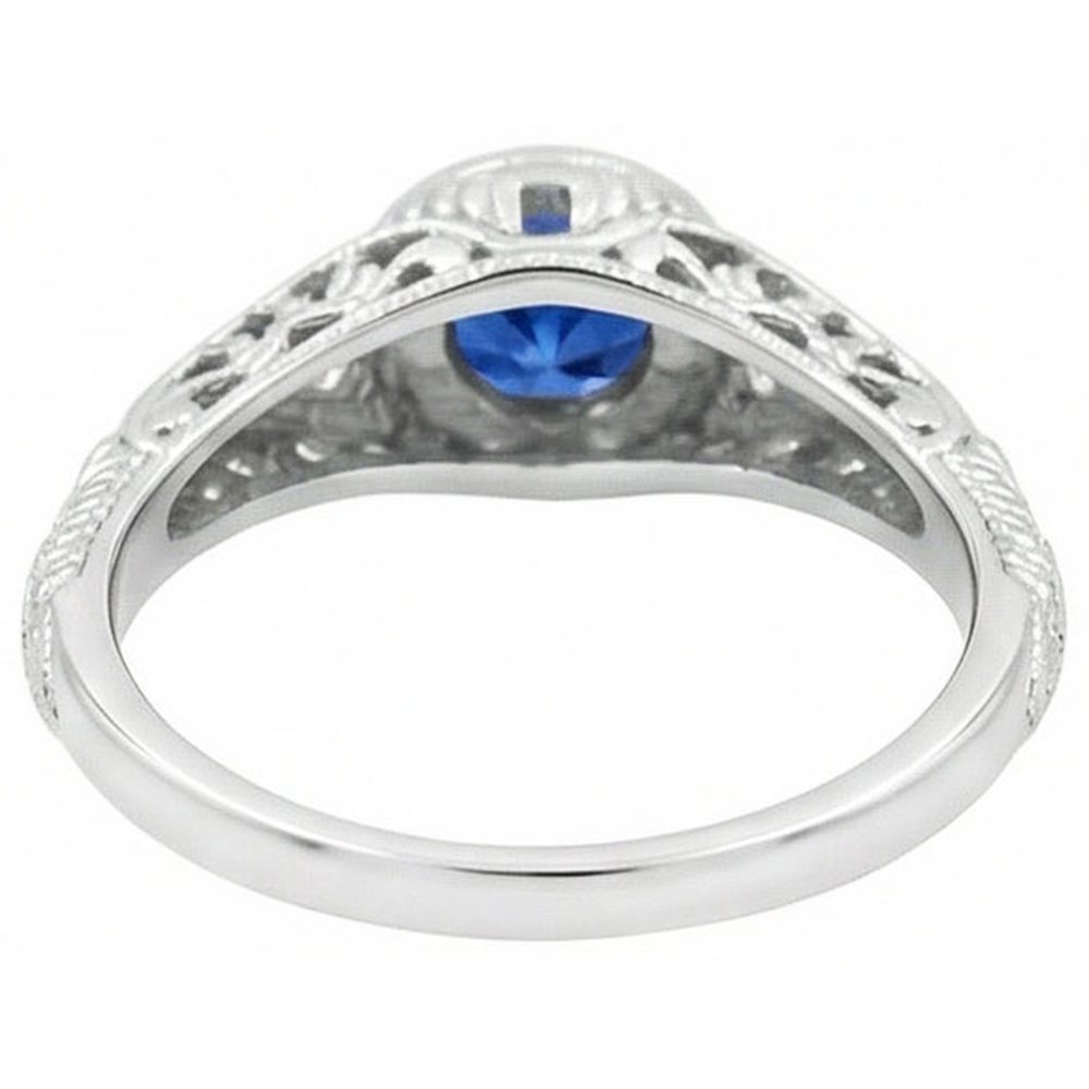 natural round sapphire 1.25ct ring profile view