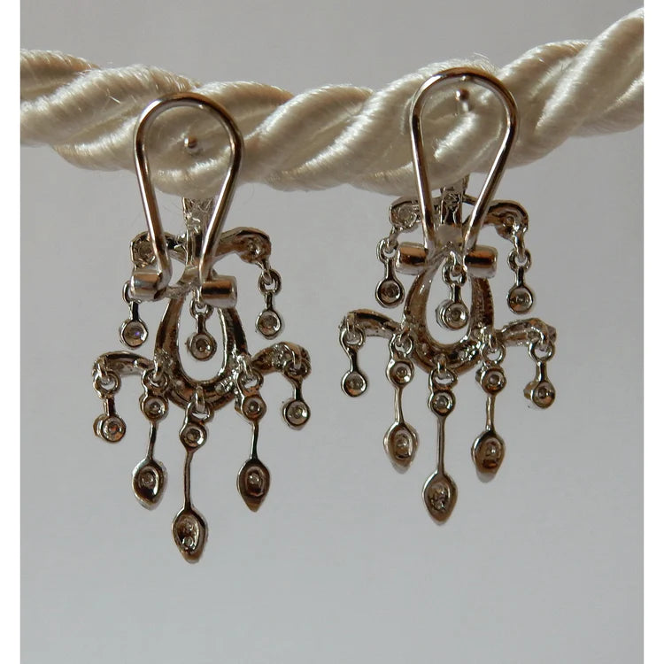 Epoque Jewelry Genuine Diamond Chandelier Earrings White Gold