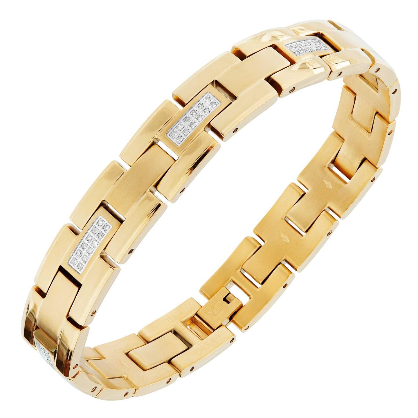 Link Men's Bracelet Gorgeous Small 1.80 Carats Real Diamonds YG 14K