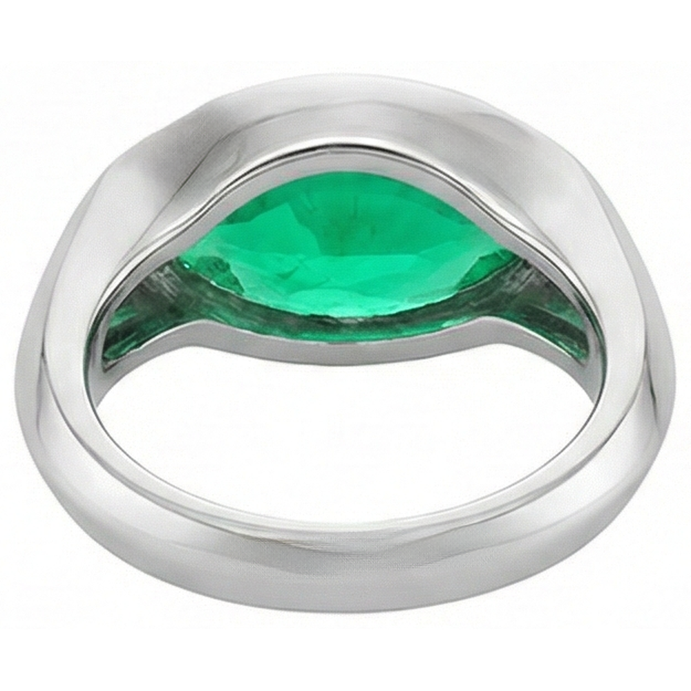 Genuine Colombian Emerald Gemstone Ring 4 ct 14 Karat White Gold – back view