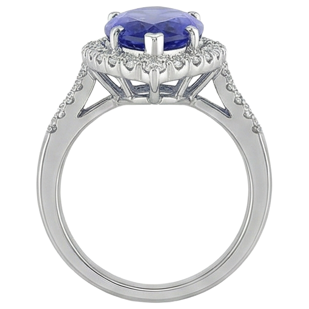 Marquise Tanzanite And Natural Earth Mined Diamond ( Not Lab Grown ) 17.25 Ct Ring White Gold 14K