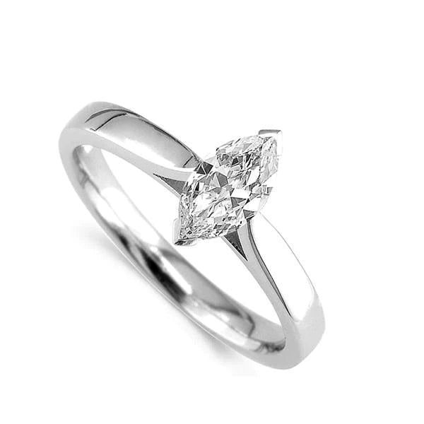 Marquise Cut 1.60 Ct Solitaire Real Diamond Anniversary Ring White Gold 14K