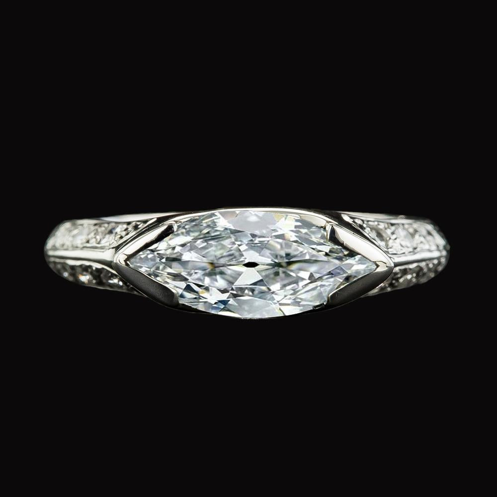 Marquise Old Cut Genuine Diamond Engagement Ring V Prong Set 5.75 Carats
