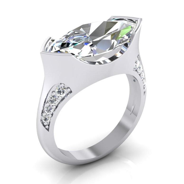 Marquise Old Cut Genuine Diamond Engagement Ring V Prong Set 5.75 Carats