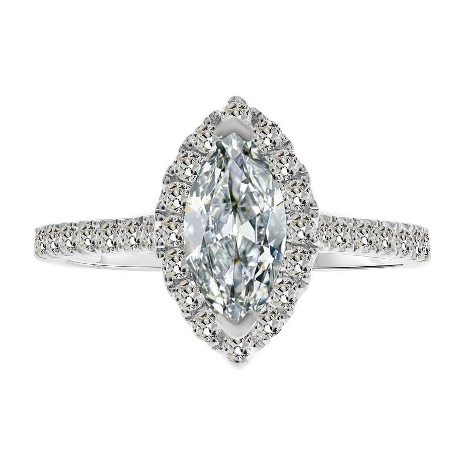 Brilliant Diamond Halo Setting Ring 2.50-ct 14 Karat White Gold – main view