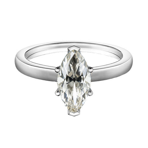 Fine Diamond Marquise Cut Solitaire Ring in 14K White Gold – main view