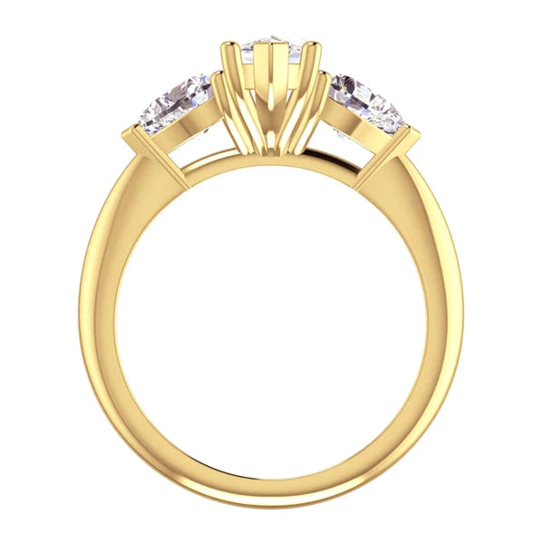 Marquise & Heart Real Diamond 3 Stone Ring & Gold Matching Band 3 Carats - Engagement Ring Set-harrychadent.ca