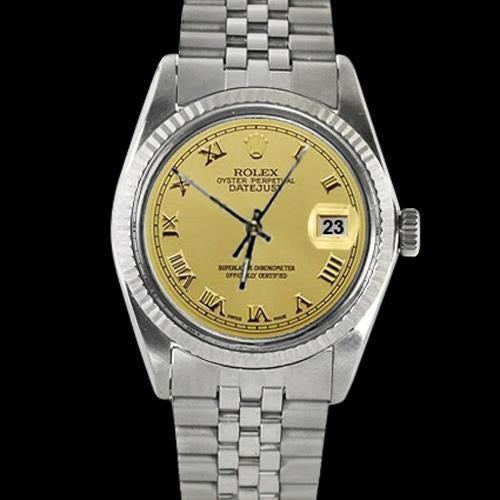 Fluted Bezel Ss Champagne Roman Dial
