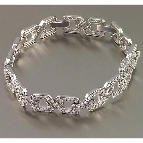 Men Real Diamond Bracelet Prong Set 9 Carats White Gold Jewelry 14K New