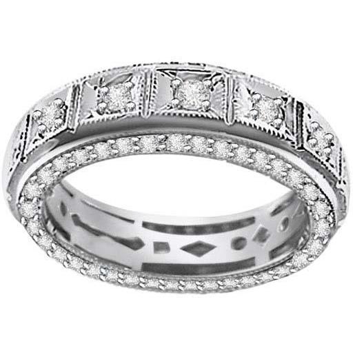 Men 3.70 Carats Round Cut Lab Grown Diamond Wedding Band 14K White Gold