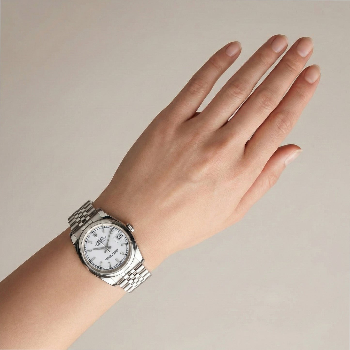 Men's Gents Watch Rolex Date Just Concealed Clasp Silver Dial Jubilee Band Hidden