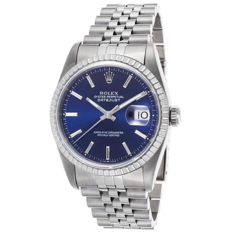 Rolex Jubilee Datejust Blue Stick Dial Watch