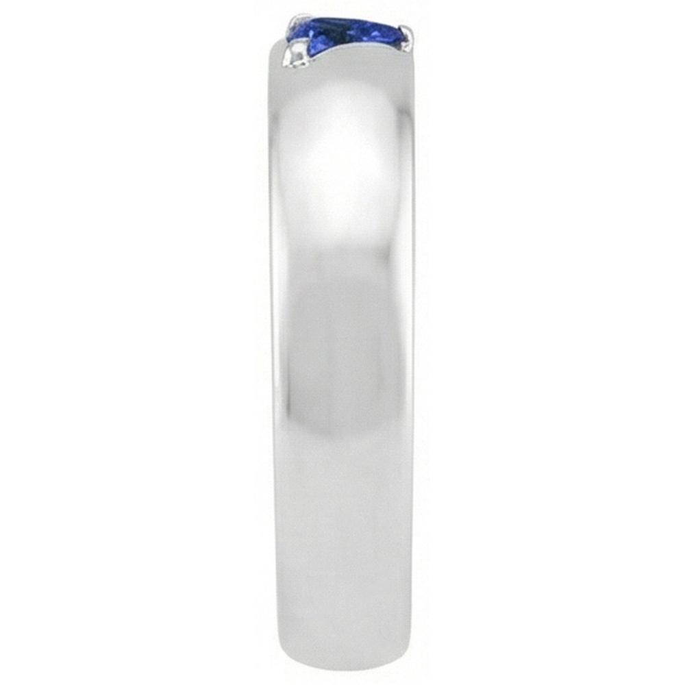 Mens Gemstone Ring Solitaire Trillion Deep Blue Sapphire Jewelry 1 Ct