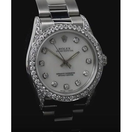 Diamond Bezel Oyster Bracelet Ss