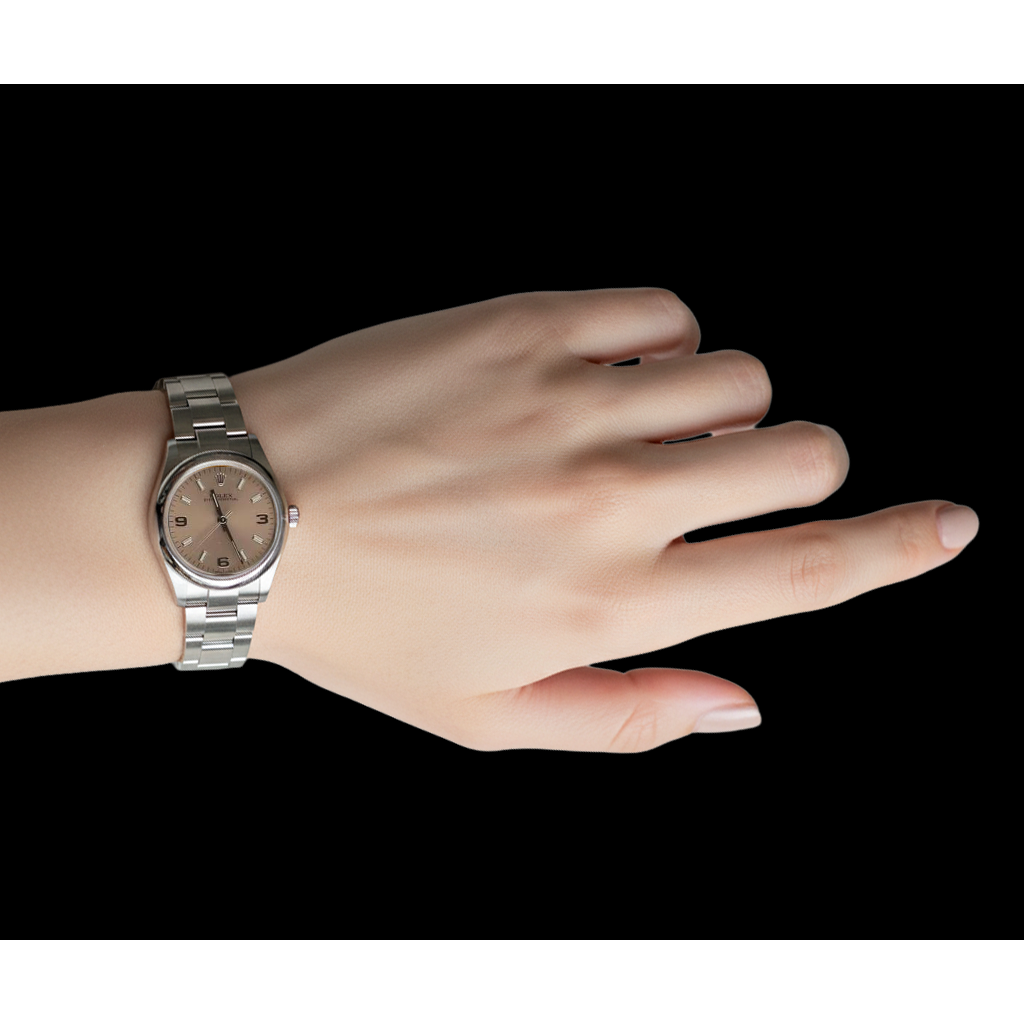 Midsize 31Mm Rolexdatejust Watch Smooth Bezel Pink Dial Ss P6