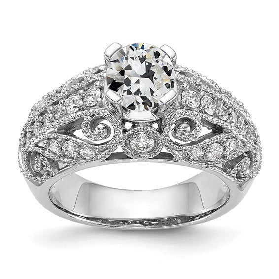 Miligrain Antique Style Ring 3.25 Carats Round Old Cut Real Diamond - Halo Ring-harrychadent.ca