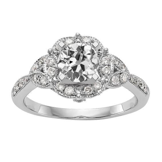 Milligrain Halo Real  Diamond Anniversary Ring Old Cut Ladies 3.50 Carats