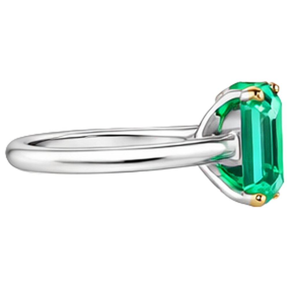 Natural Fine Emerald Gemstone Ring – angle view