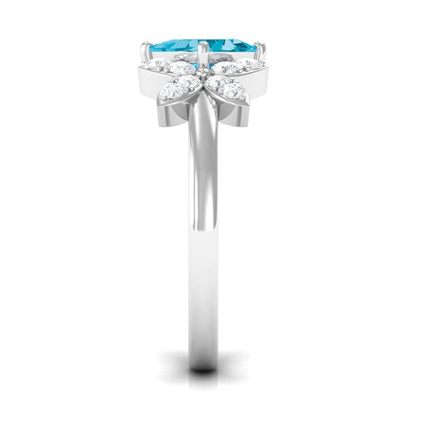Modern Floral Paraiba Cocktail Ring