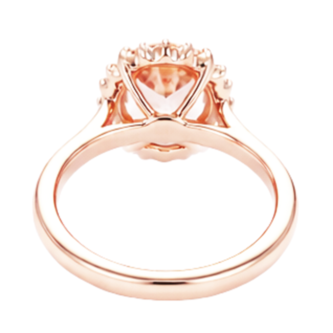 natural round morganite 11.75ct ring with diamond accents