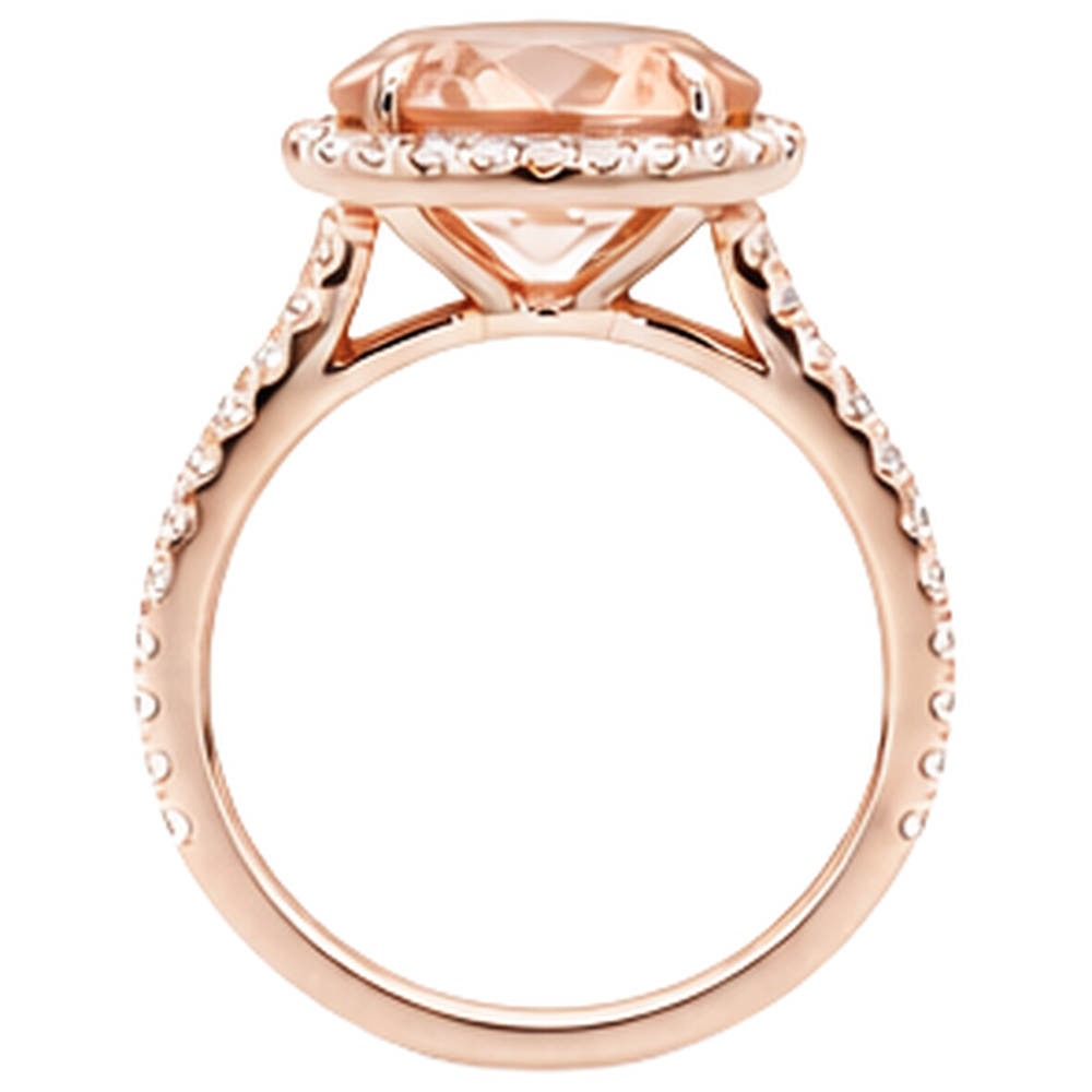 natural round morganite 27.50ct ring on white background