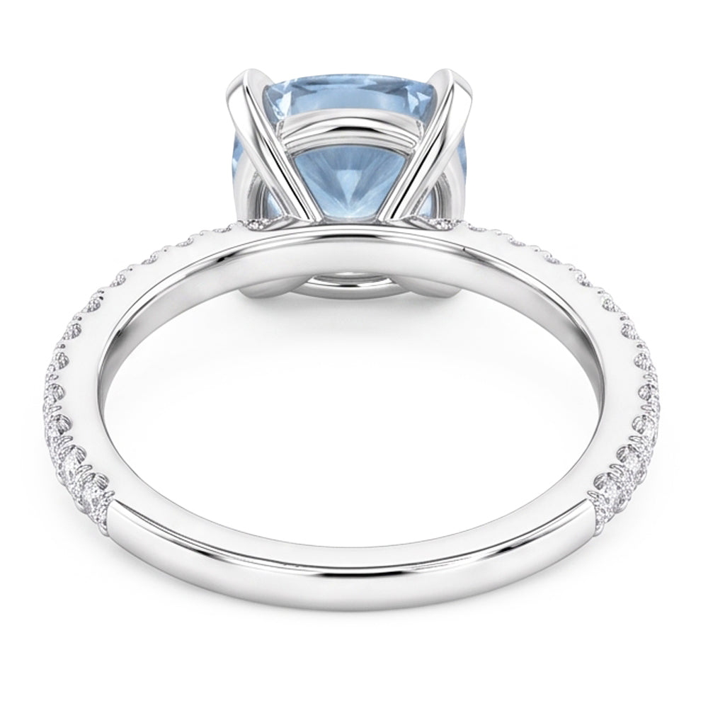 Natural Aquamarine Ring 8.70ct - White Gold 14K