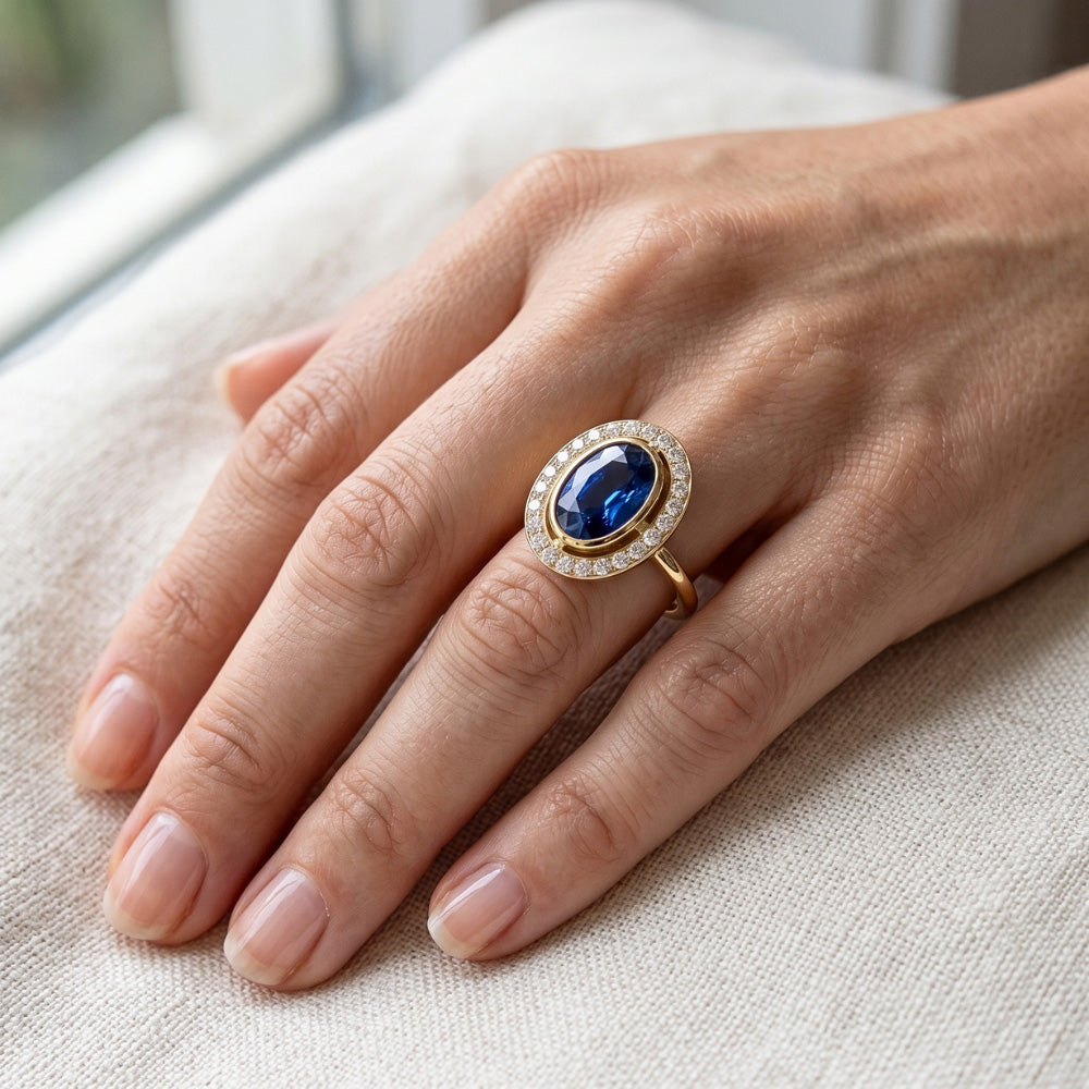 Natural Bezel Set oval Sri Lankan Sapphire 5 Carats Gemstone New