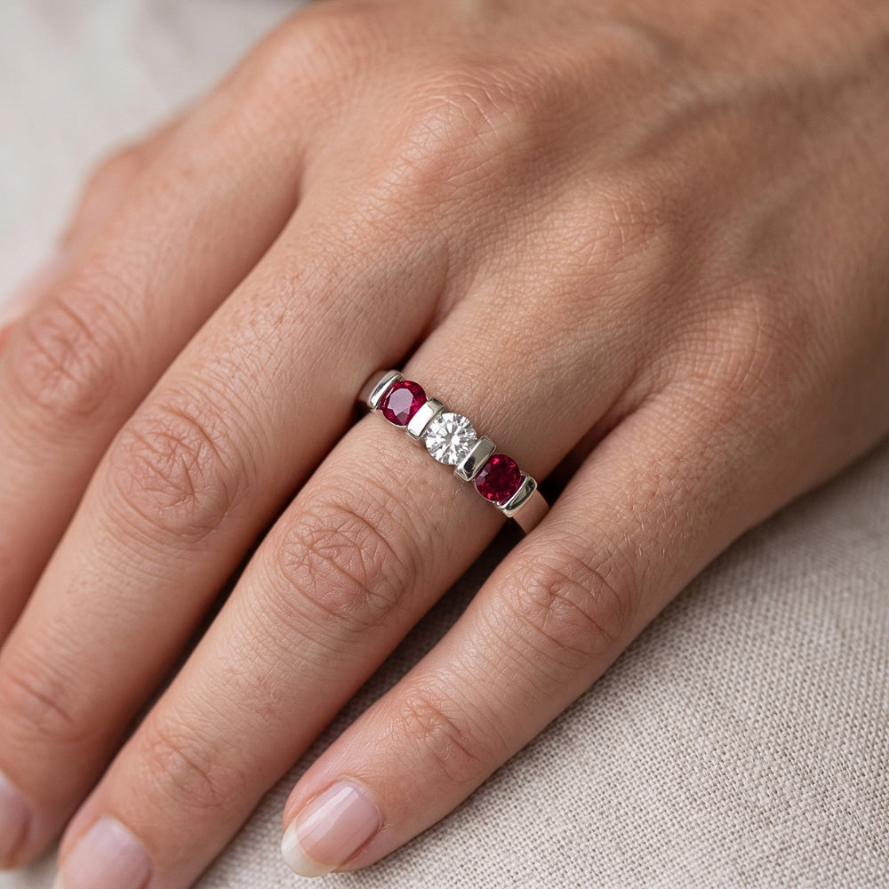 Natural Diamond Ring 0.90ct - White Gold 14K