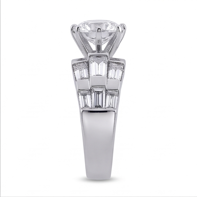 Natural Diamond Ring 3ct - White Gold 14K