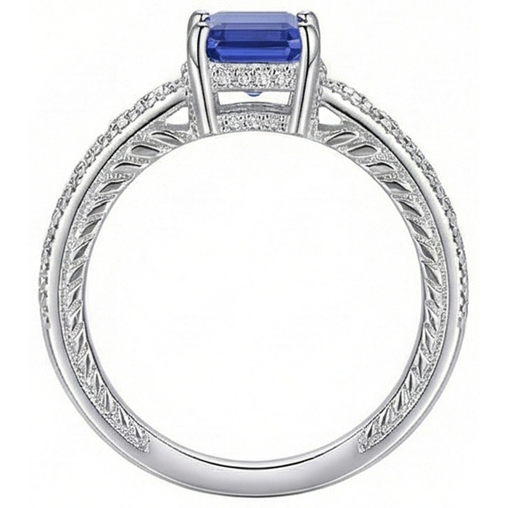 natural emerald sapphire 2.50ct ring profile view