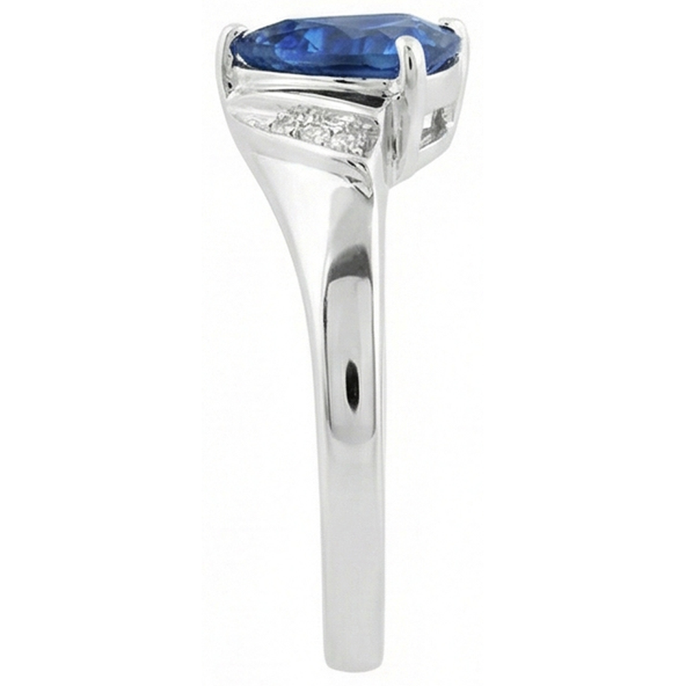 Natural Earth Mined Diamond ( Not Lab Grown ) Engagement Ring Trillion Deep Blue Sapphire 1.75 Carats