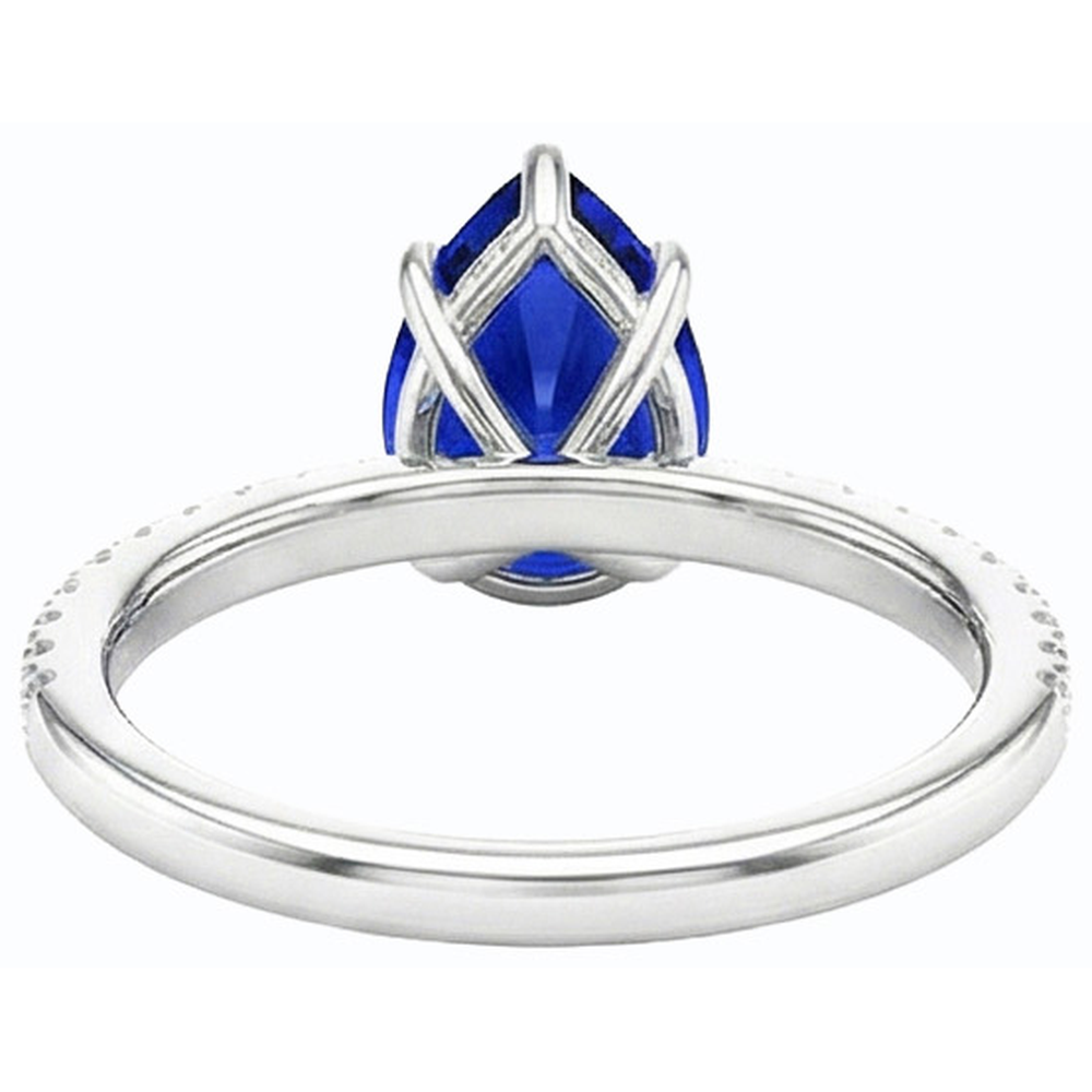 Genuine Blue Sapphire Gemstone Ring 2.50 ct 14K White Gold – profile view